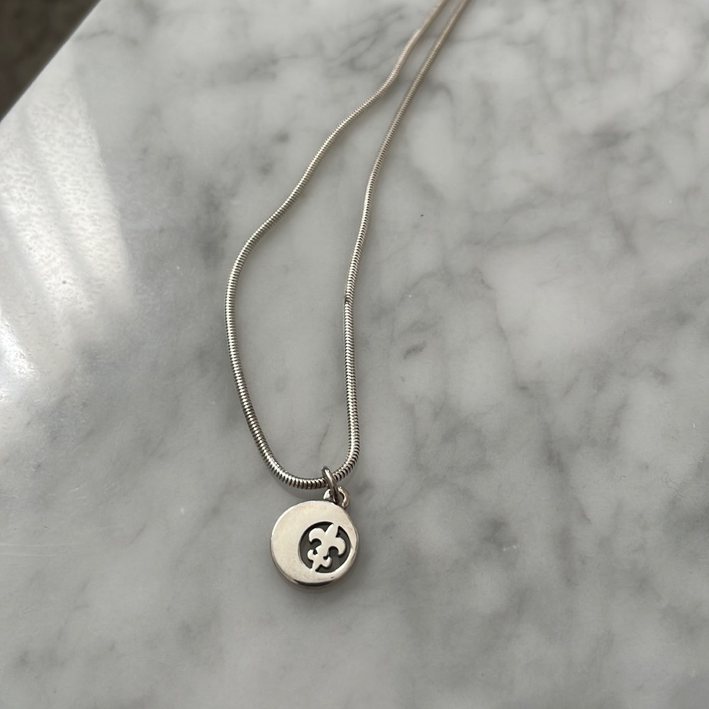 Mignon Faget CRESCENT FLEUR DE LIS AMULET with chain